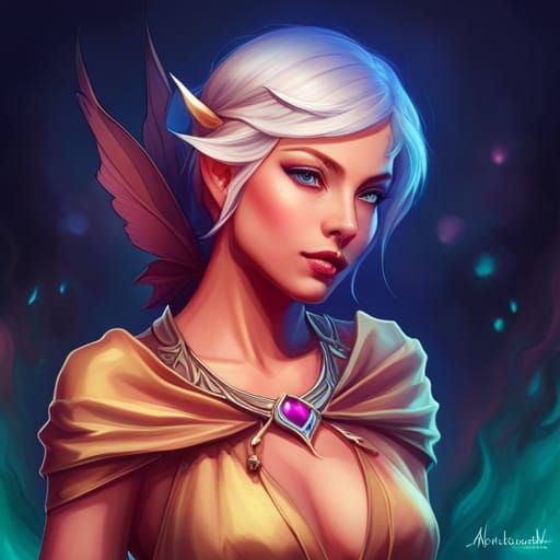 Ethereal Elven Woman Portrait in Hyperdetailed Style