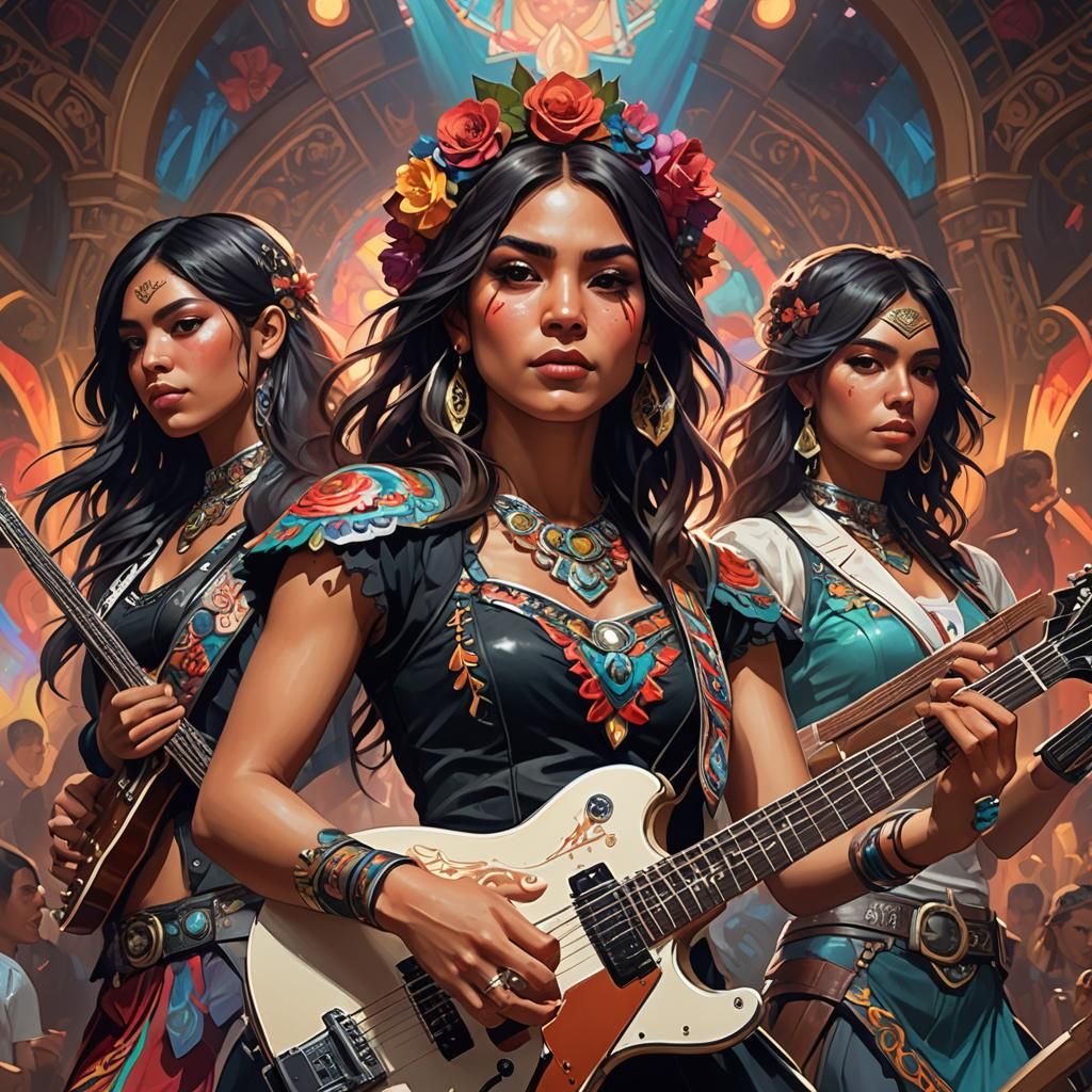 Mexican Rock Band Concert: Hyperdetailed Portrait