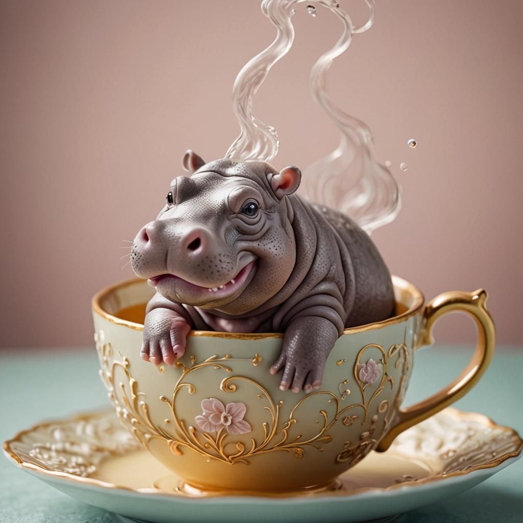 Hippo Swims in Teacup: Macro Photography