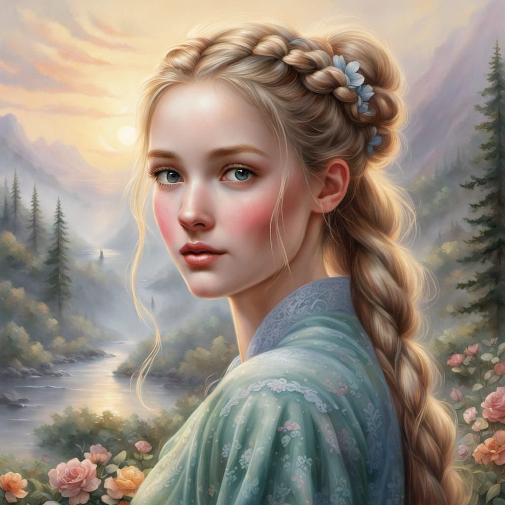 Pretty Woman Portrait in Ethereal Fantasy Style