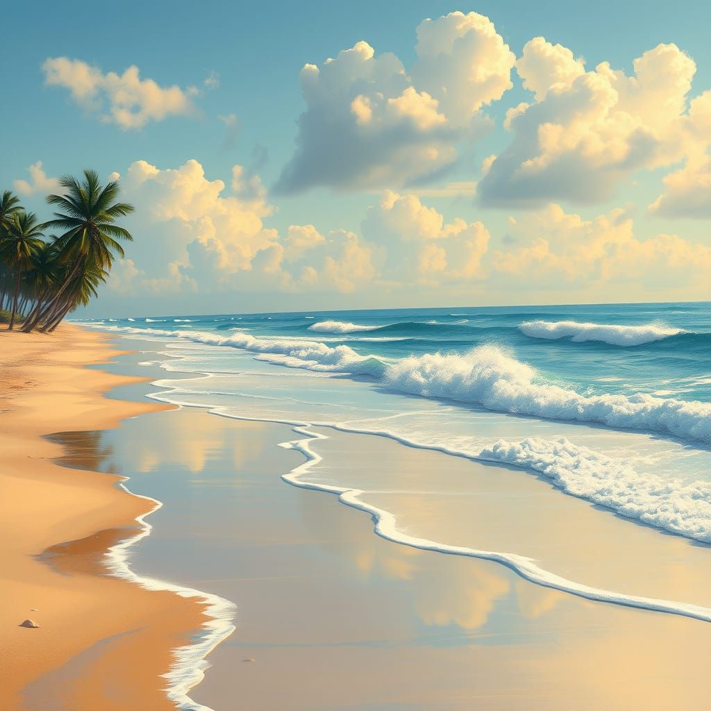 Ethereal Coastal Landscape in Dreamy Impressionist Style