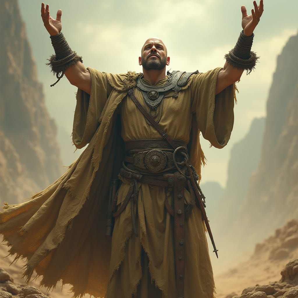 Powerful Post-Apocalyptic Warrior in Hyper-Realistic Style