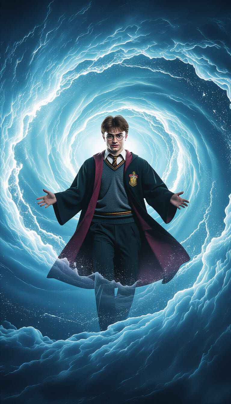 Harry Potter in a Magical Water Tornado