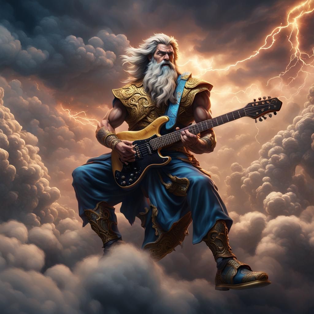 Zeus Shreds Electric Guitar in Cloudy Matte Painting