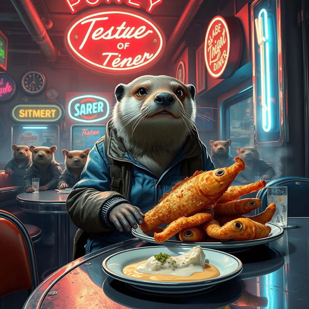Space Otter Diner: Crispy Fried Perch in Retro-Futuristic St...