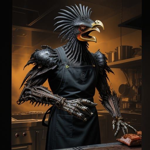 Surrealistic Biomechanical Chicken in Futuristic Industrial ...