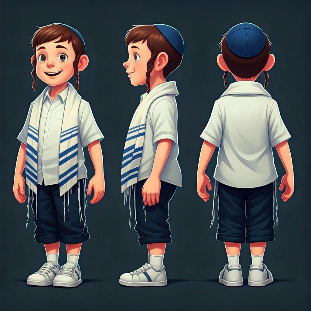 Dynamic Jewish Boy in 3D Anime Style