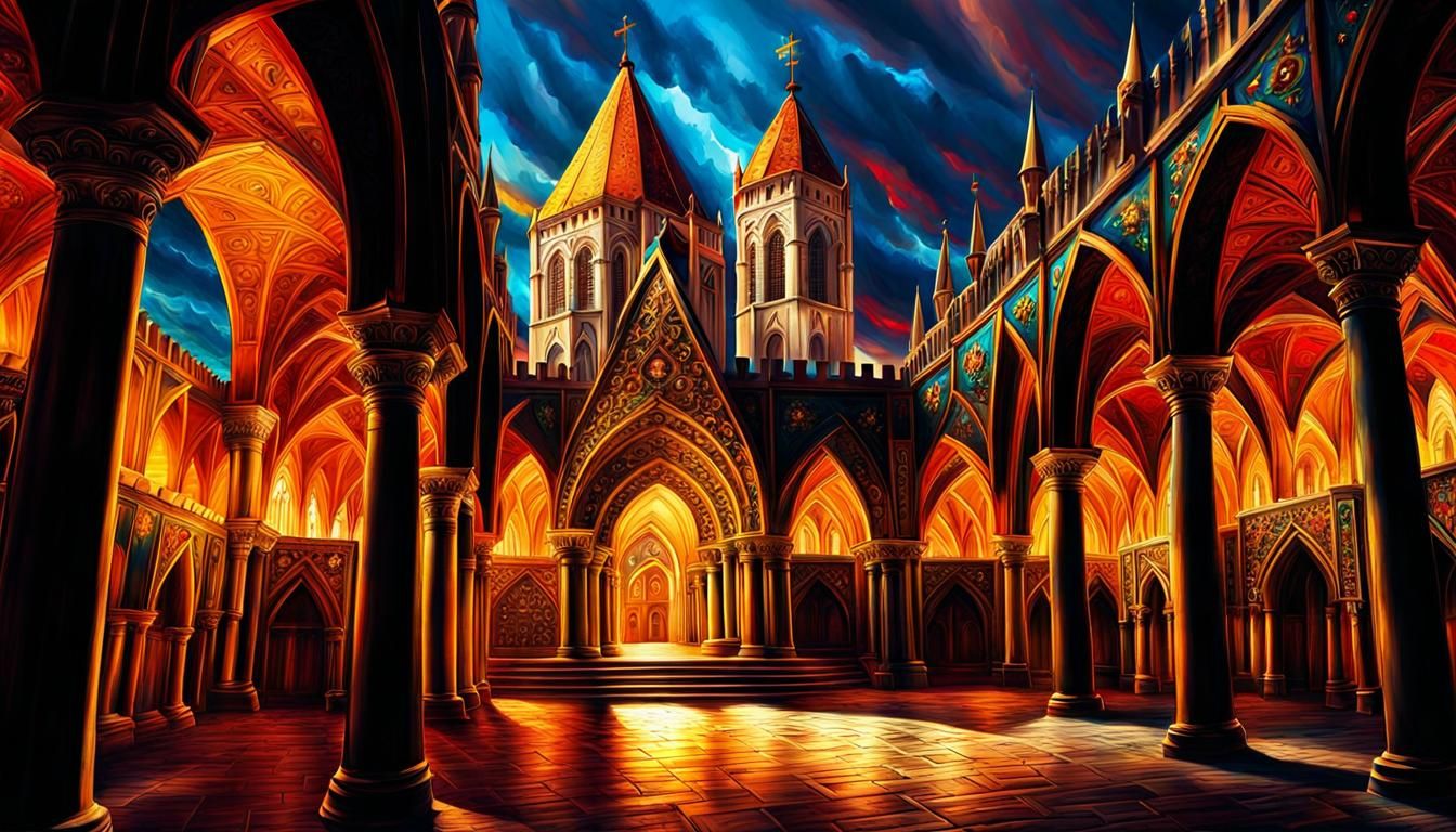 Medieval Knights Templar Temple: Digital Illustration