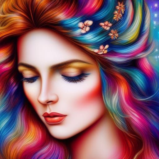 Astral Projection of Sleeping Woman: Detailed Matte Painting