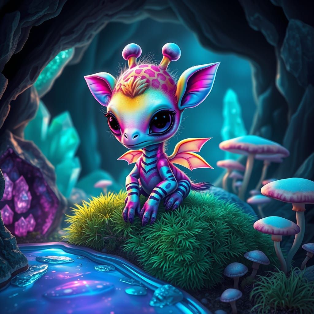 Mystical Alien Critter in a Bioluminescent Wonderland
