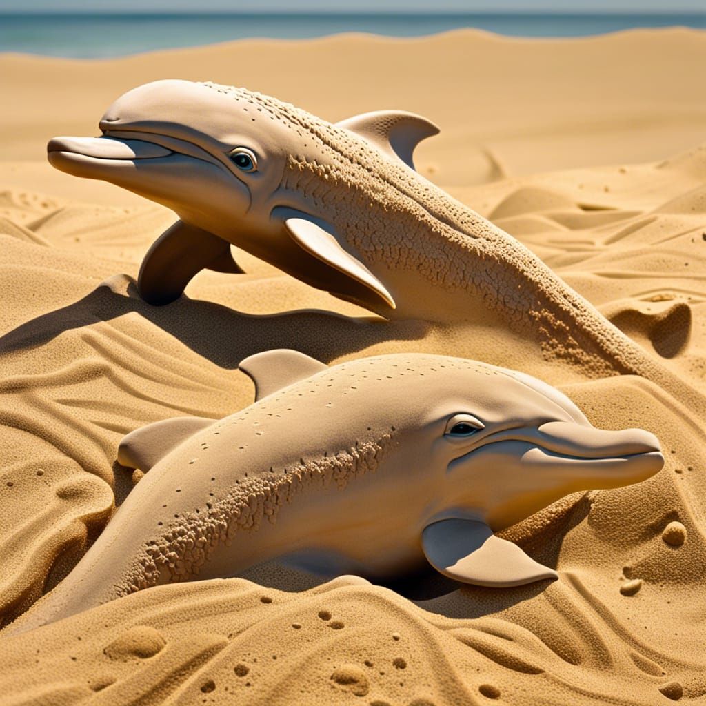 Detailed Sand Sculpture of a Dolphin