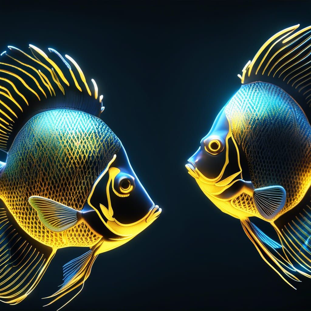 Bioluminescent Crystal Angelfish in 3D Render