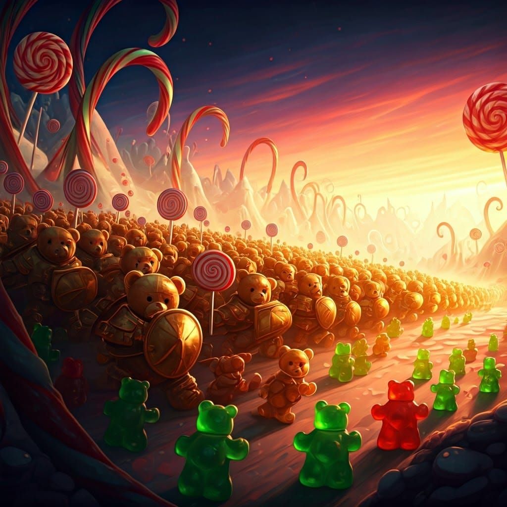 Teddy Bear Army vs Gummy Bears in Candy Kingdom