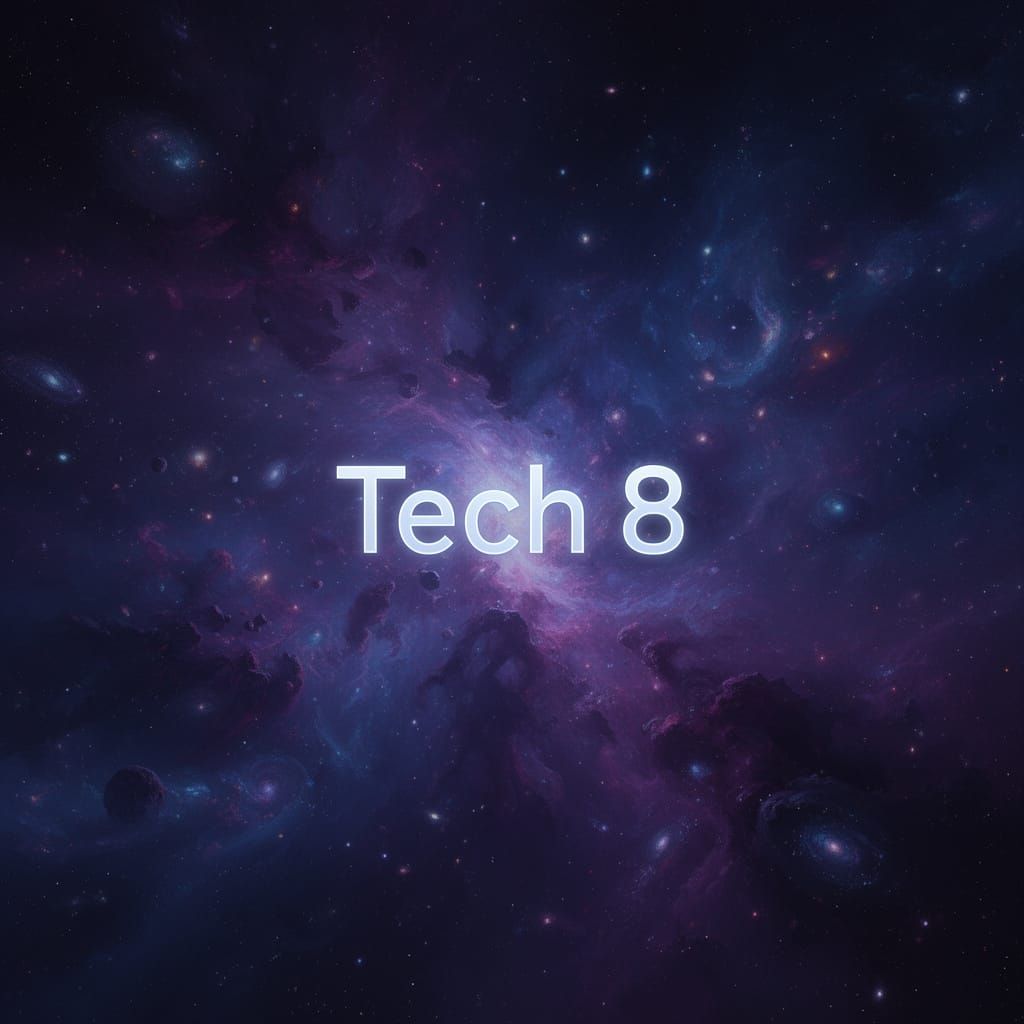 Fantastical Space Scene with "Tech 8" Text