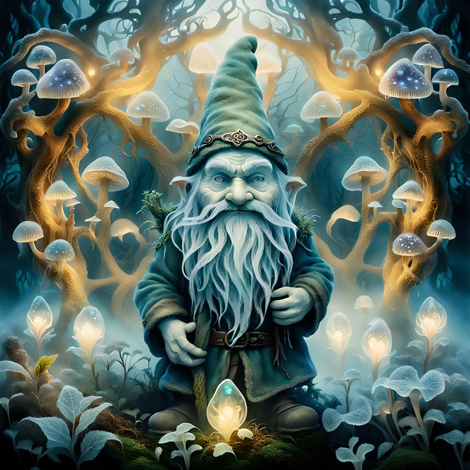 Gnome in his winter wood