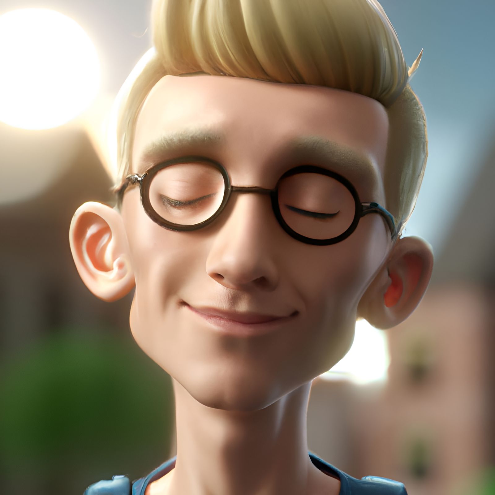 Satisfied Man in Glasses, 3D Digital Art