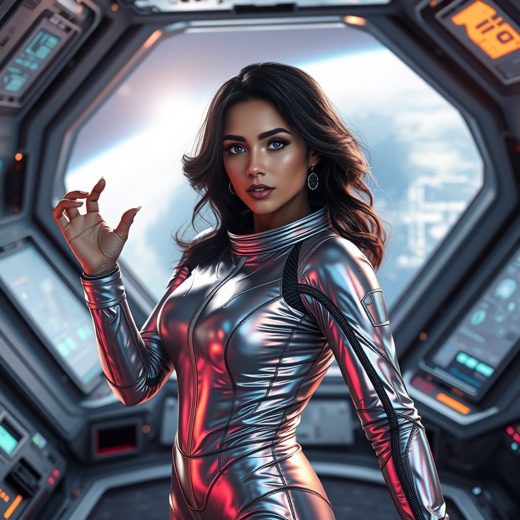 Latina in Spacesuit: Hyperrealistic Art Inspired by Rutkowsk...