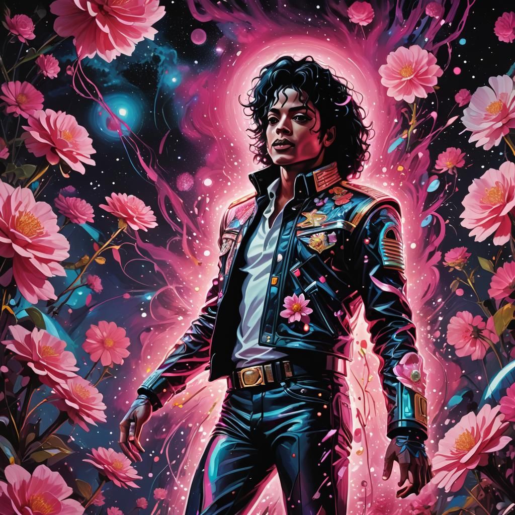 Michael Jackson in Surreal Cyberpunk Galaxy