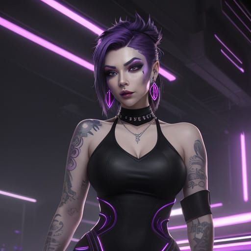 Cyberpunk Woman Emerges from Giant Tank in 2070 Cityscape