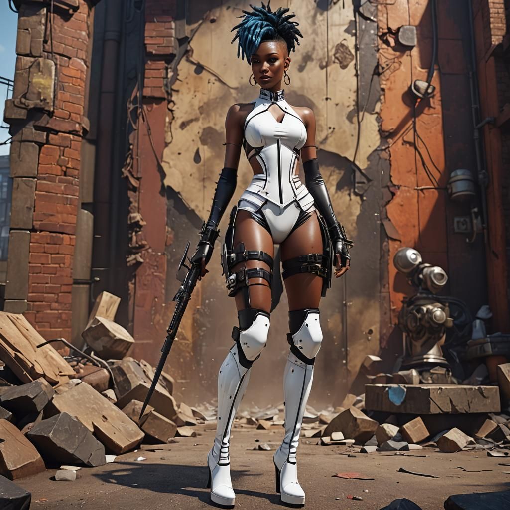 Ebony Punk in Latex and Platform Boots