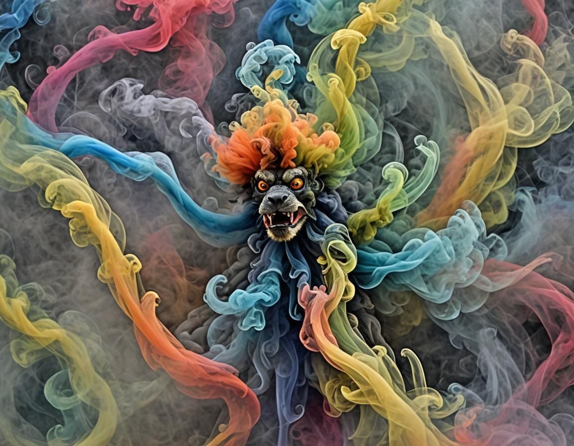 Strange Animal Arises From Multi-Colored Smoke
