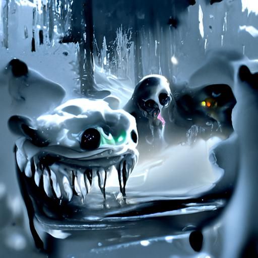 Creepy Ghostly Figure in Dark Mirror, Sinister Art