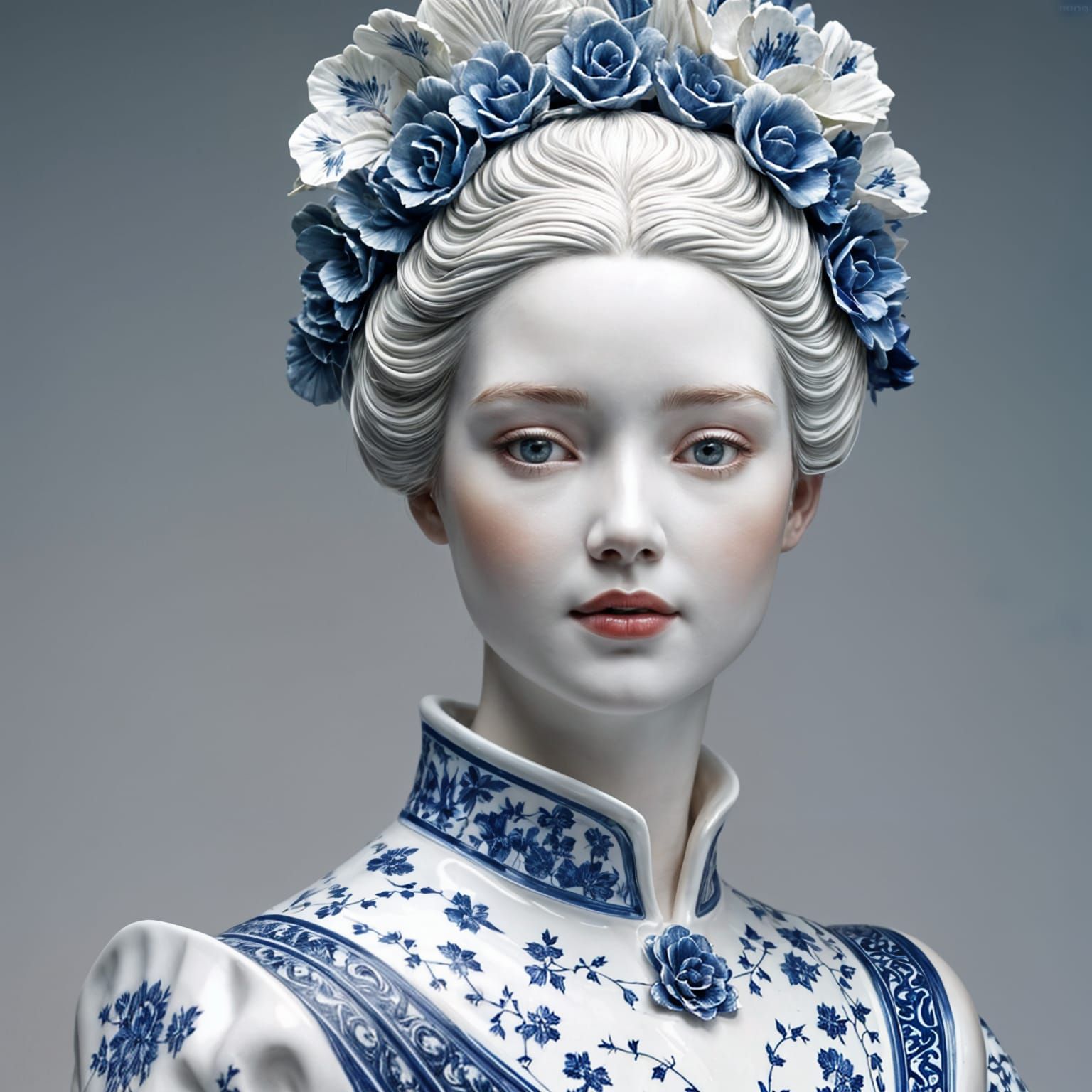 Photorealistic Porcelain Woman: A Fine Art Masterpiece