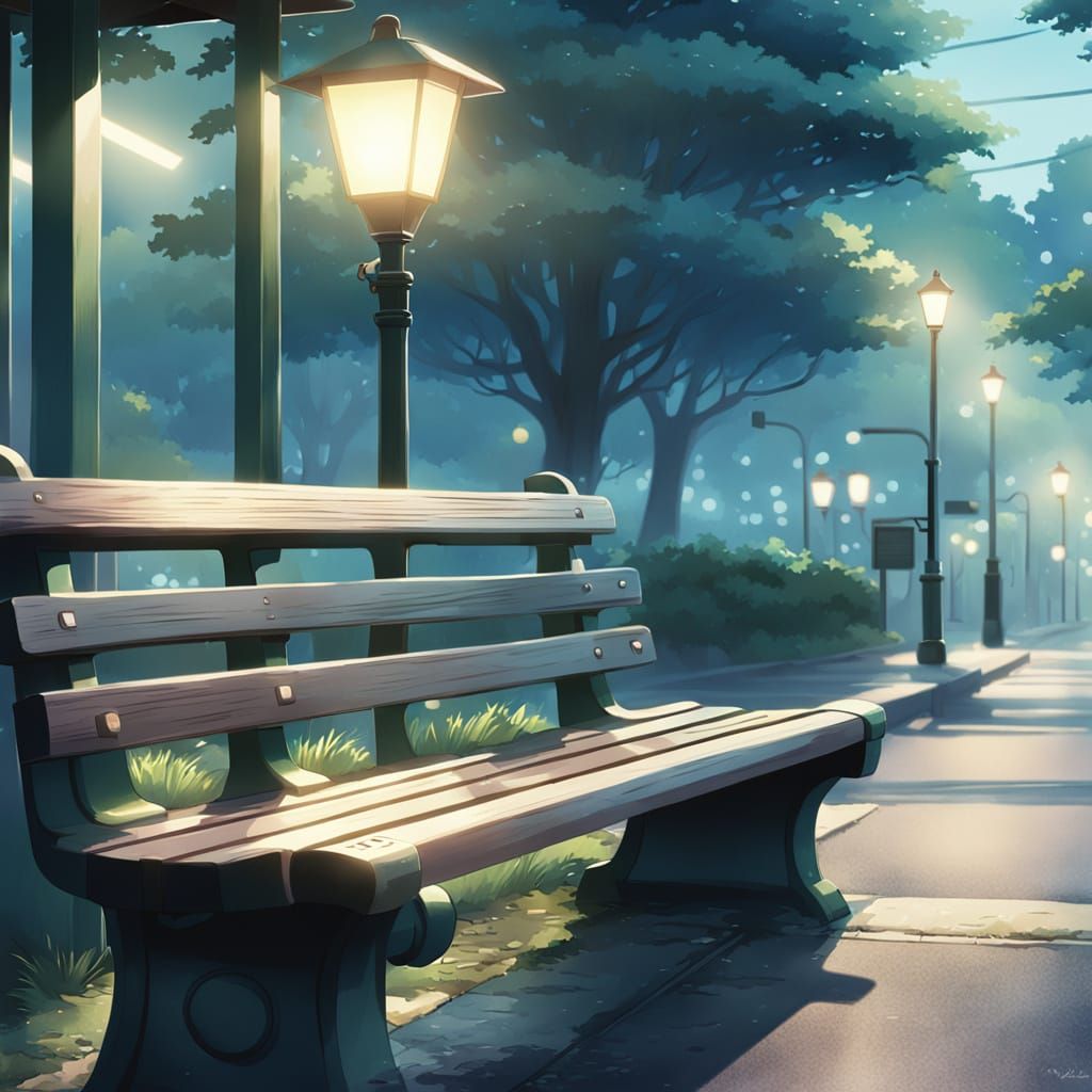 Anime Bus Stop Scene in Shinkai Style