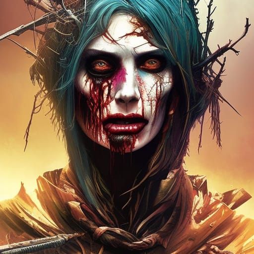 Undead Zombie Girl in Demoncore Horror Style