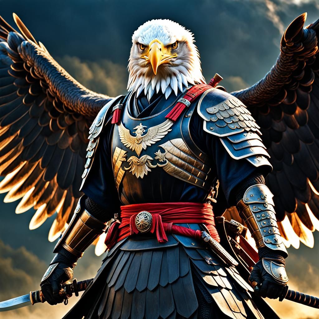 Samurai Eagle Fantasy Concept Art in HDR