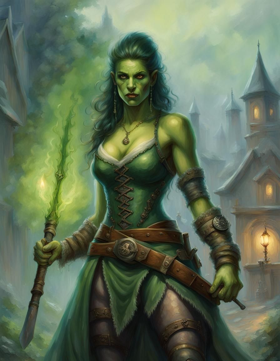 Ethereal Orc Bandit with Club, Fantasy Art