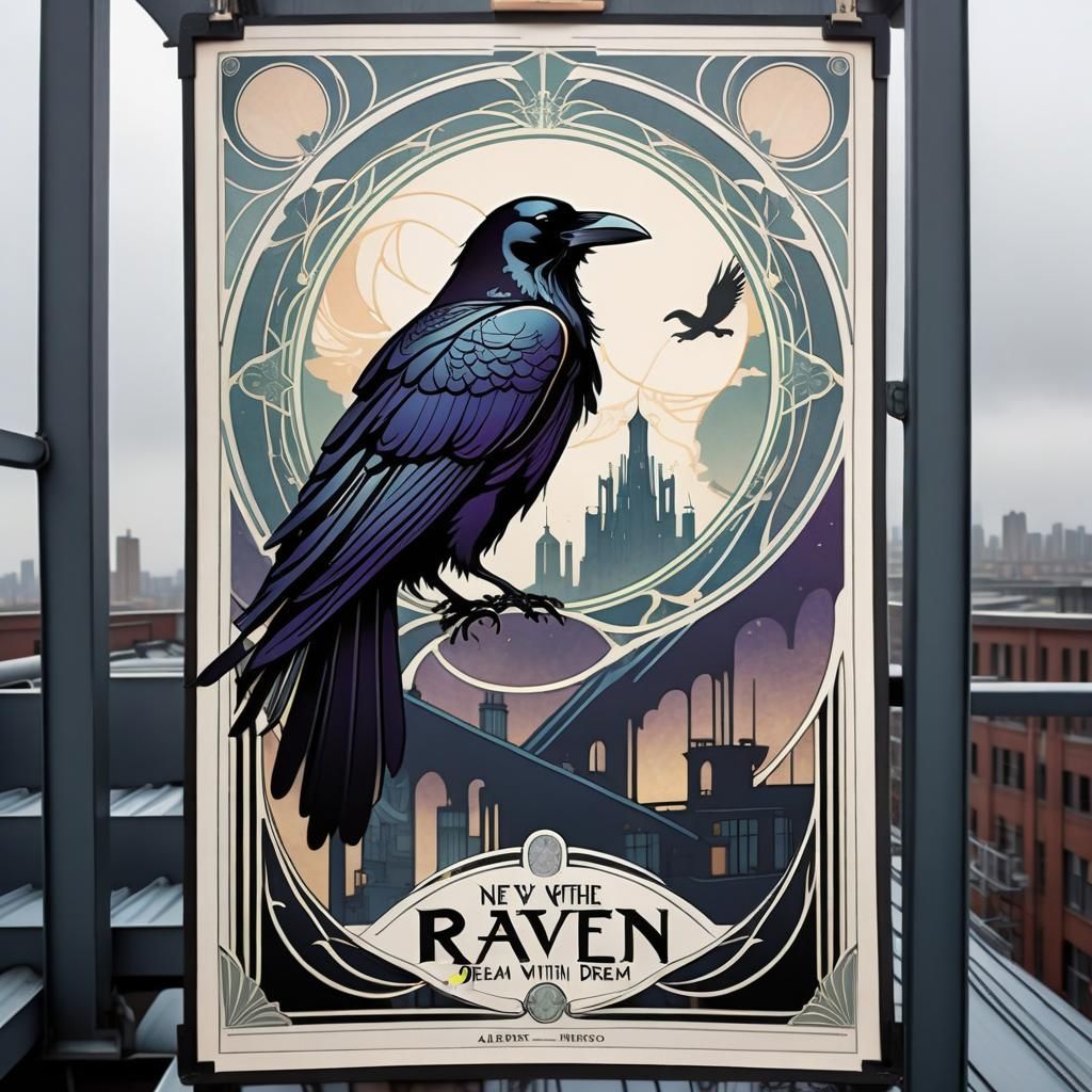 Art Deco Poster with Art Nouveau and Poe Elements