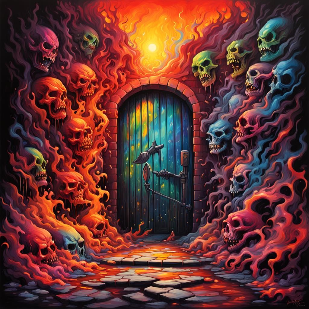 Hell Entrance Graffiti Art in Polychromatic Splash Style