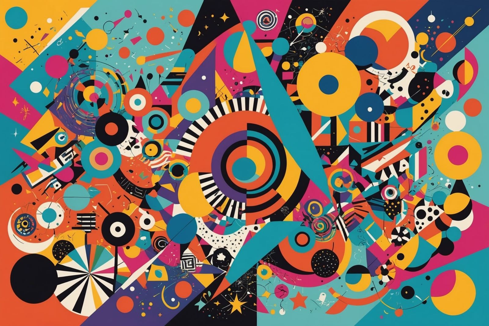 Vibrant Eclectic Collage of Abstract Surreal Digital Art