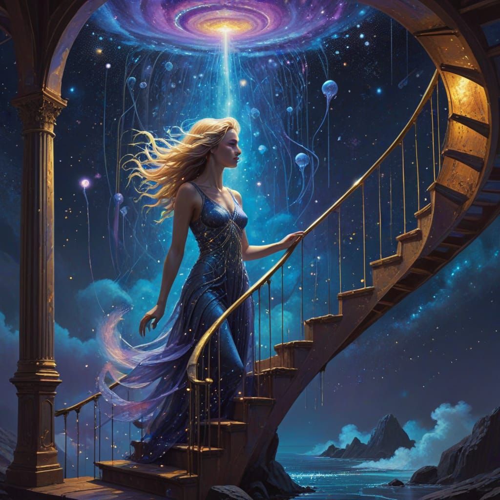 Surreal Celestial Realm with Shimmering Islands and Astral C...