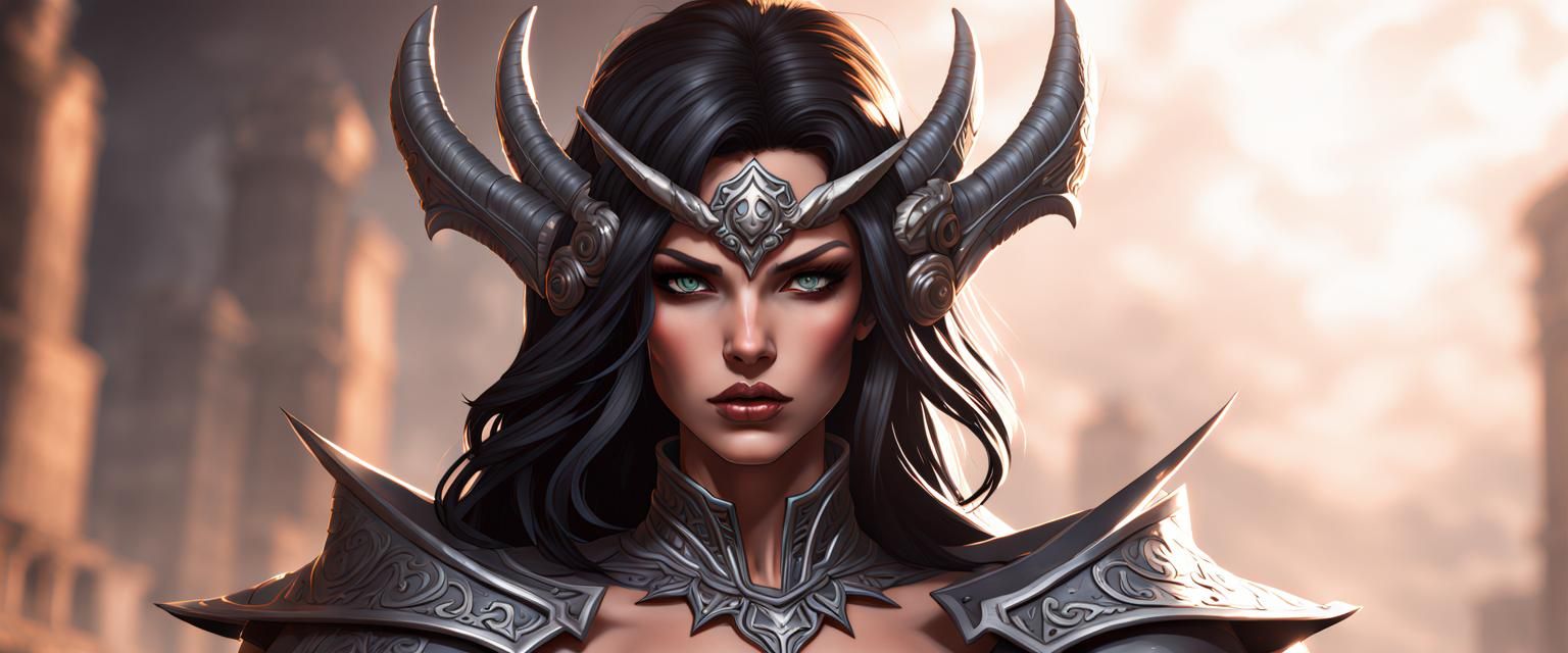 Alluring Brunette Necromancer Warrior in 8k