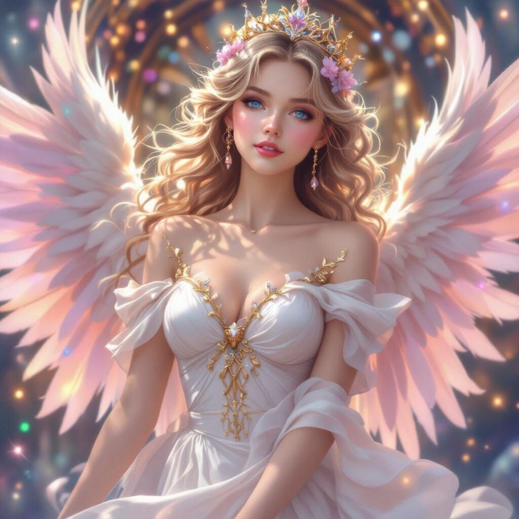 Angel Dancing at Heaven's Gate in Fantasy Art Style