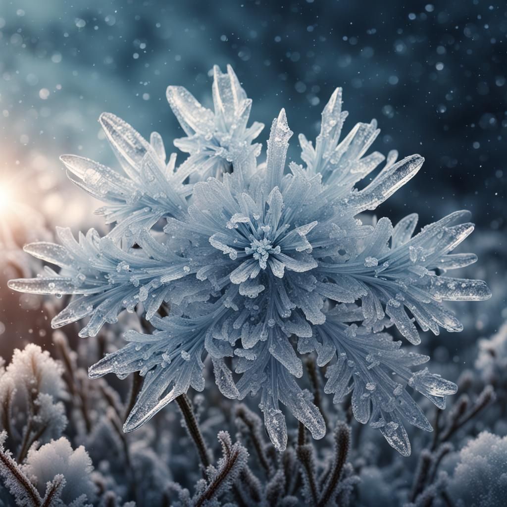 Ice Crystals Form on Flowers: Digital Matte Painting