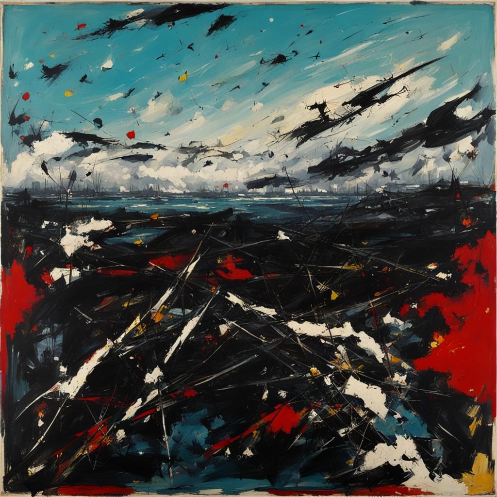 Abstract Expressionist Composition Inspired by Pollock