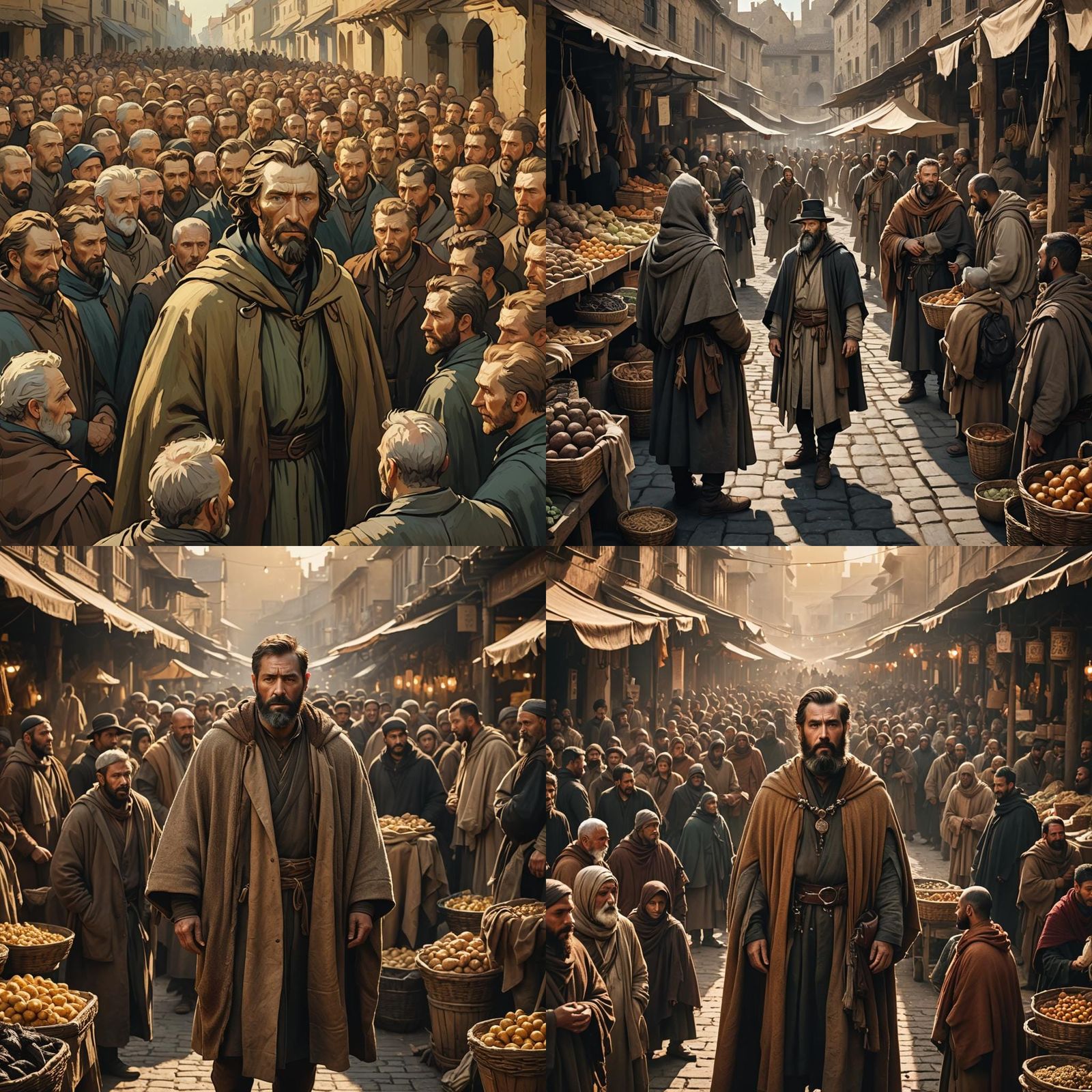 Man in Ancient Clothes Ignores Market Stares