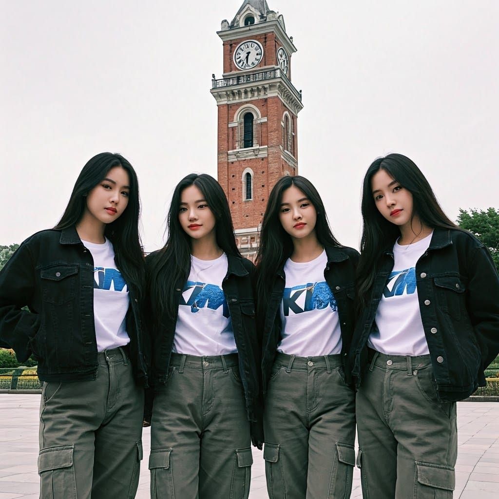 Korean Girls Posing at Tamgu Jam Gadang Clock Tower