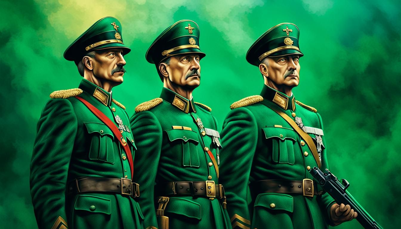 German Officers with Luger P08 in Hyper-Realistic Style