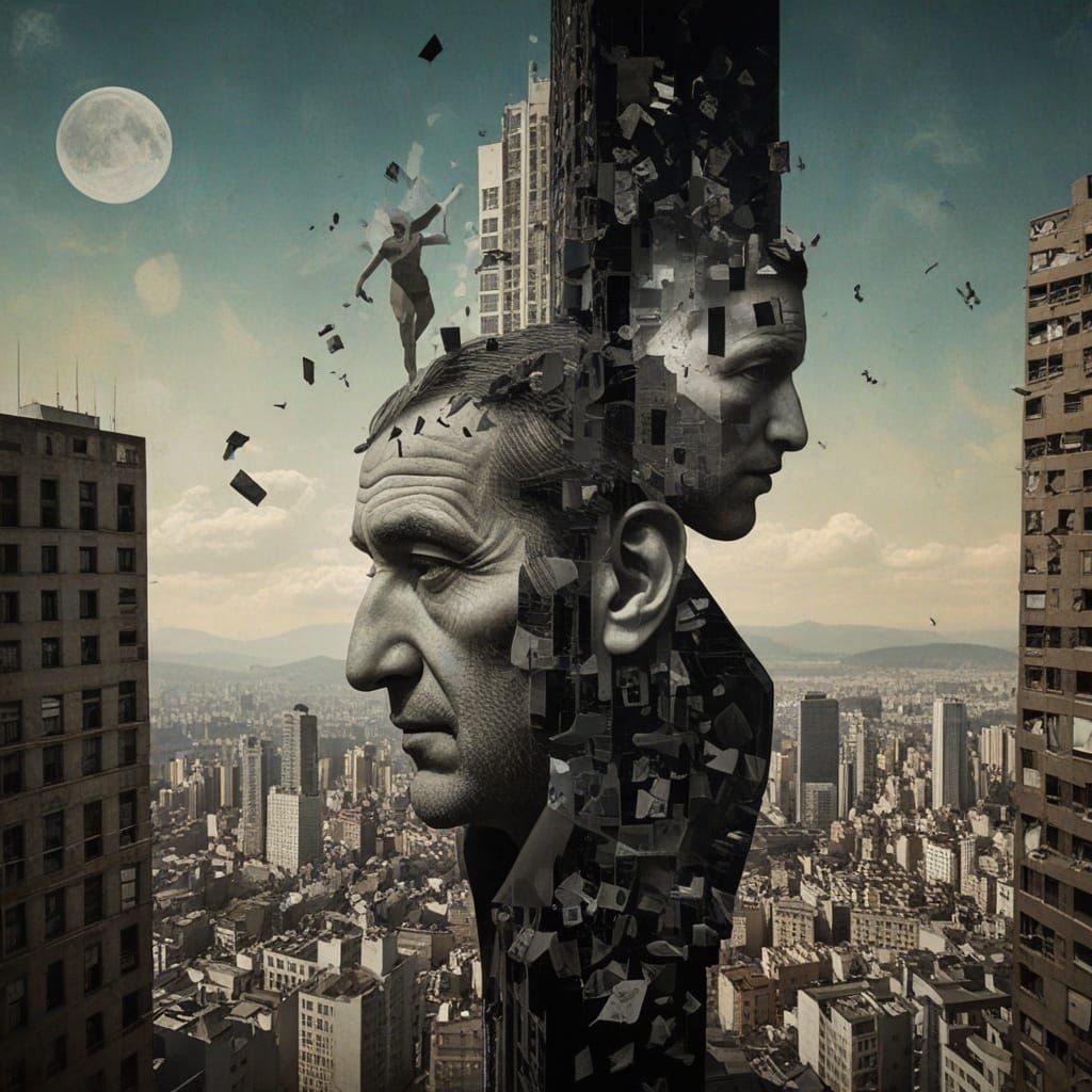 Dadaist Photomontage of Spectral City and UFOs