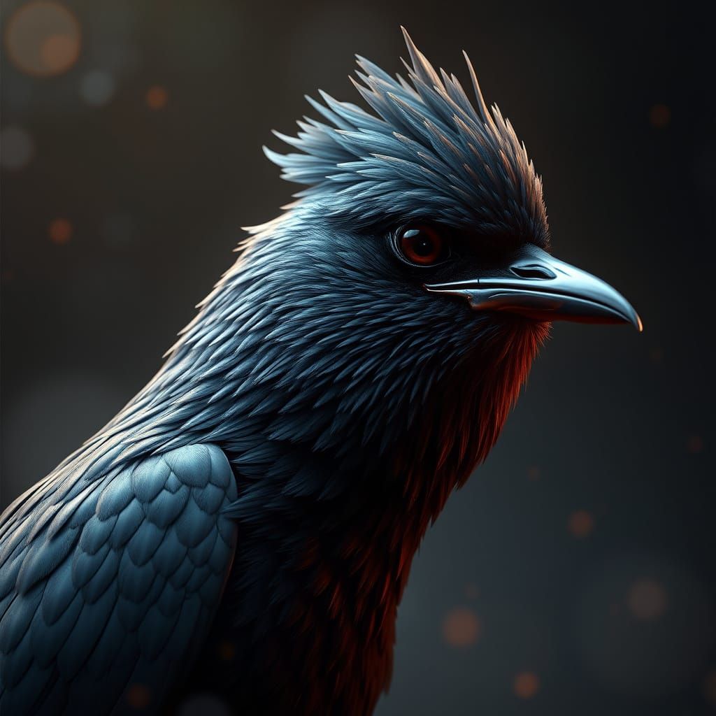 Ethereal Blackbird Portrait in Hyper-Realistic Style