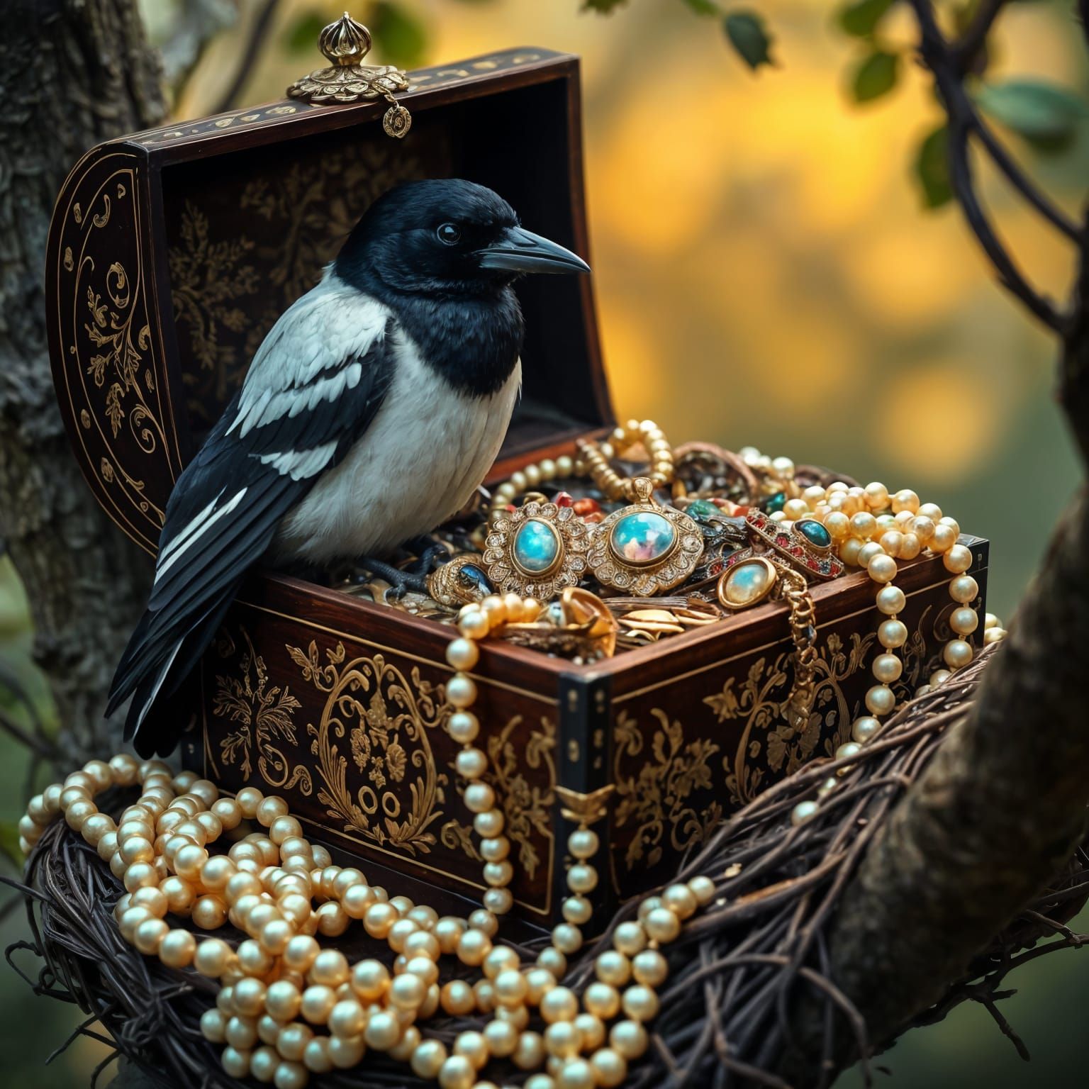 Antique Jewelry Box Adorned with Celestial Symbols