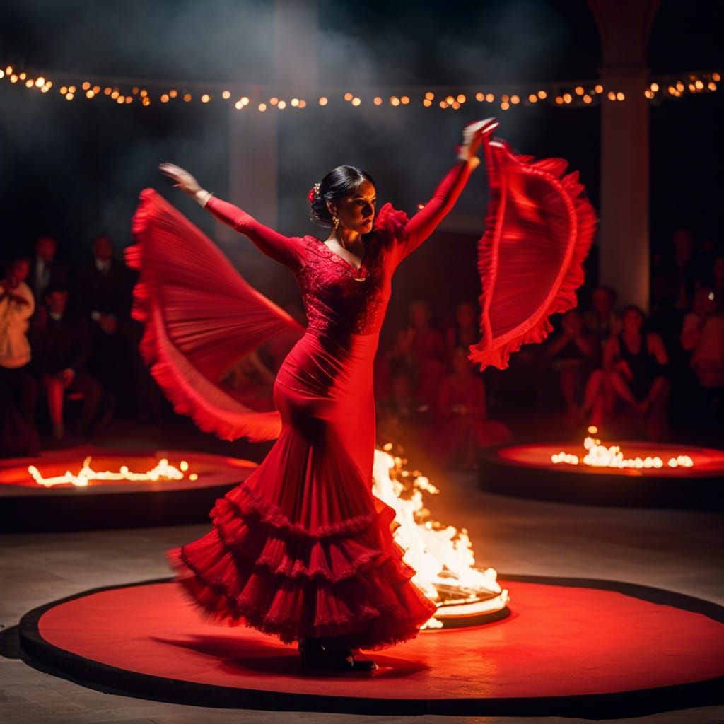 Flamenco Dancer in Fire Circle