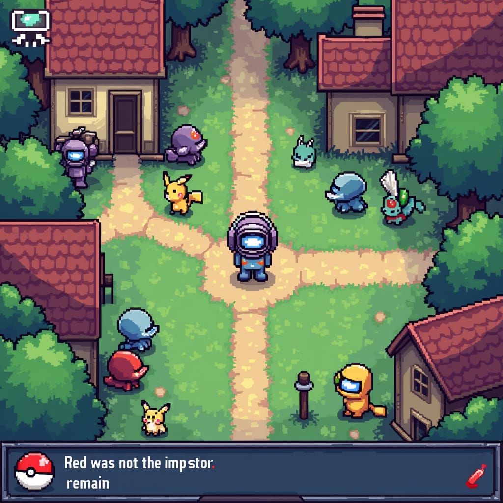 16-bit Among Us Crewmate in Pokémon RPG