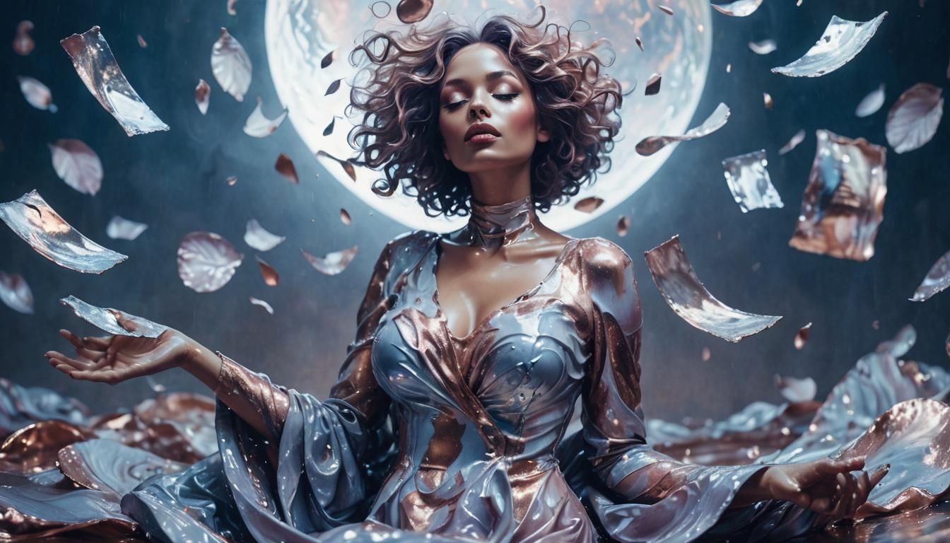 Rose Gold Woman: A Surreal Metal Transformation