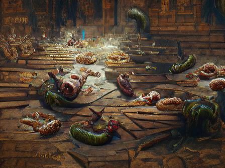 Medieval Feast Interrupted by Obese Caterpillars