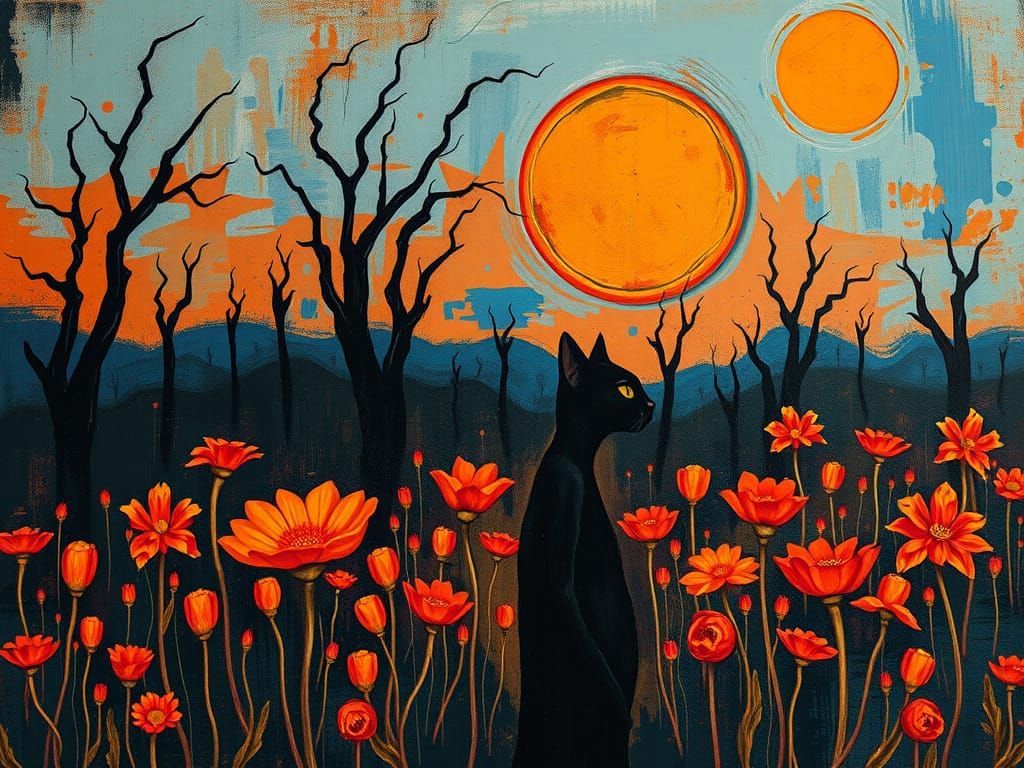 Surreal Hell Garden with Jezebel in Abstract Expressionism